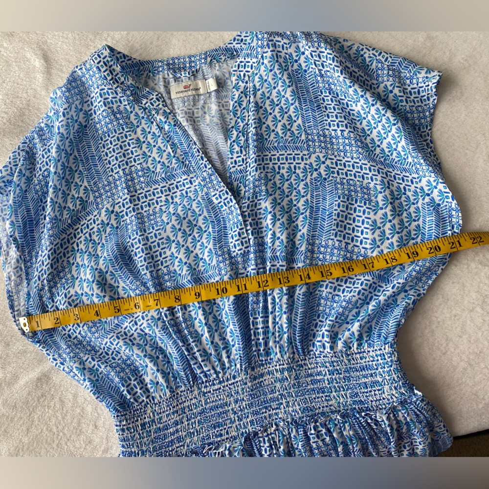 Vineyard Vines Sky Blue Printed Smocked Mini Dress - Picture 8 of 14